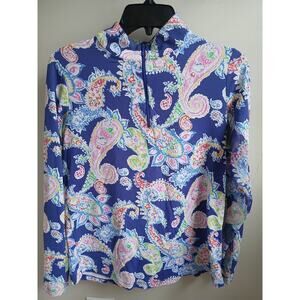 IBKUL 1/4 zip‎ long sleeve print top medium